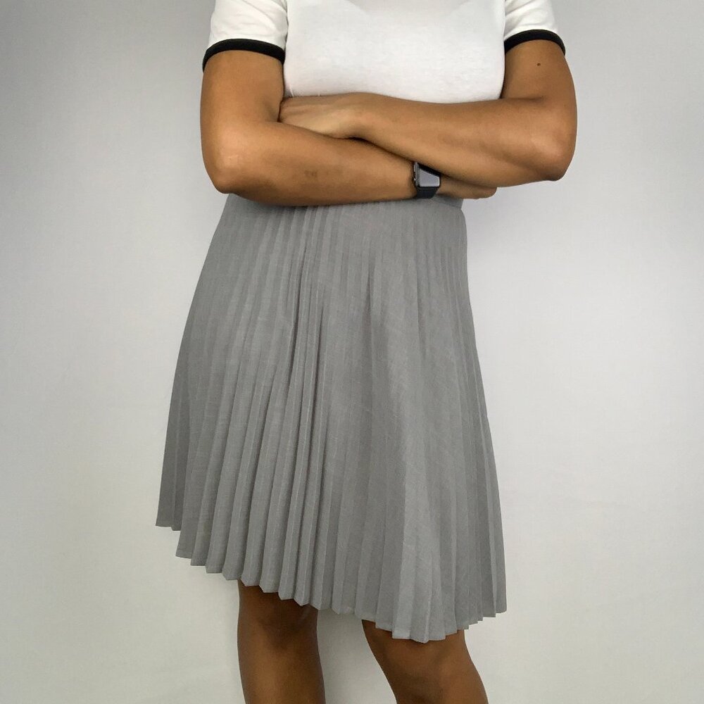 Vintage Grey Midi Pleated Skirt